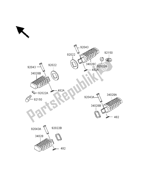 Tutte le parti per il Poggiapiedi del Kawasaki ER 500 1999