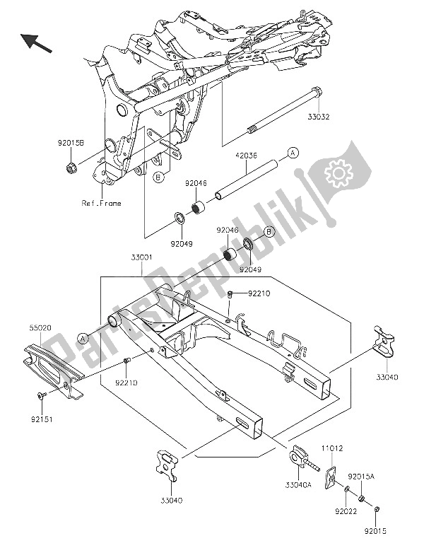 Toutes les pièces pour le Bras Oscillant du Kawasaki Ninja 300 ABS 2016