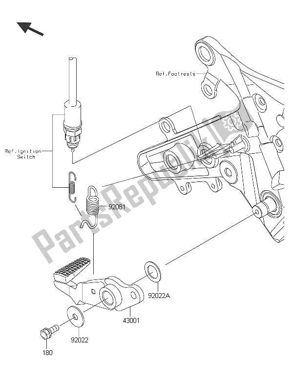 All parts for the Brake Pedal of the Kawasaki ER 6N ABS 650 2016