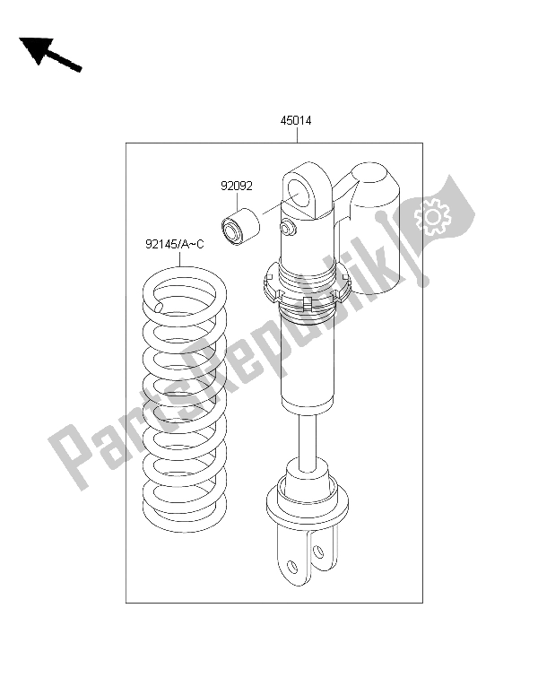 All parts for the Shock Absorber(s) of the Kawasaki KX 65 2015