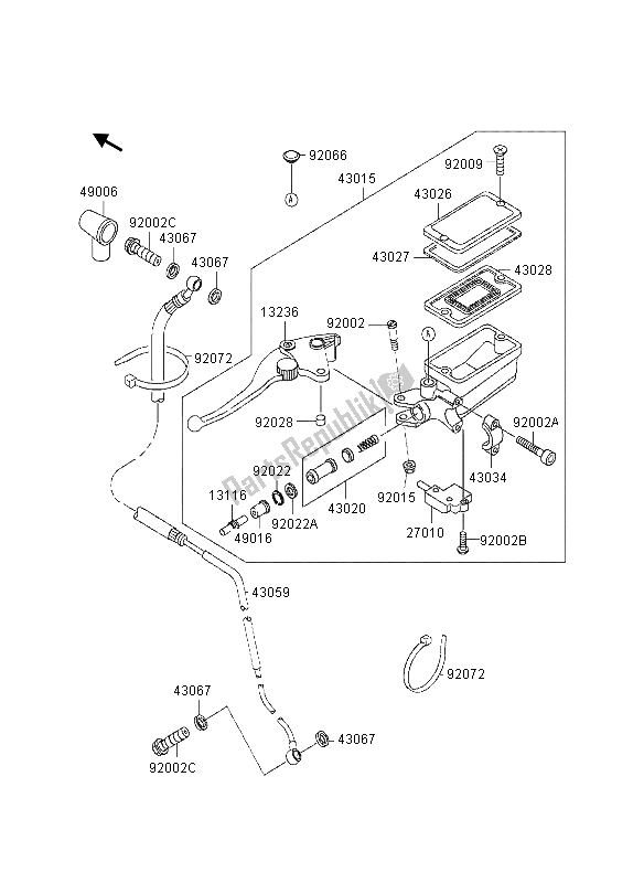 All parts for the Clutch Master Cylinder of the Kawasaki GPZ 1100 1995