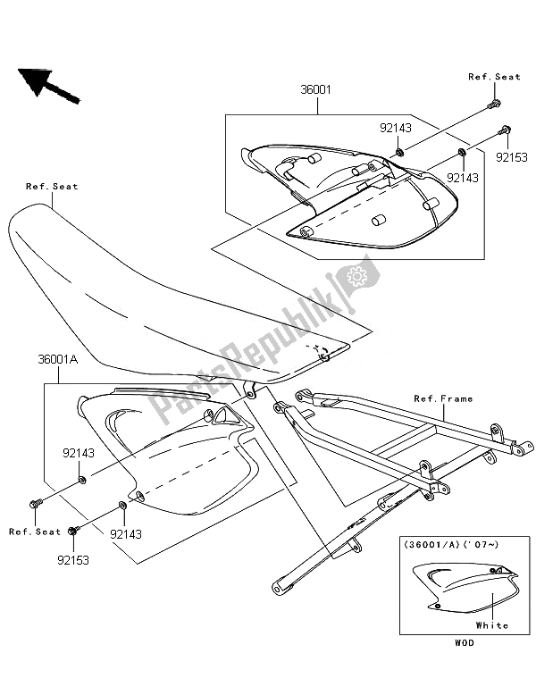 All parts for the Side Covers of the Kawasaki KX 250 2007