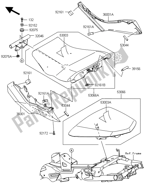 All parts for the Seat of the Kawasaki ER 6F 650 2014