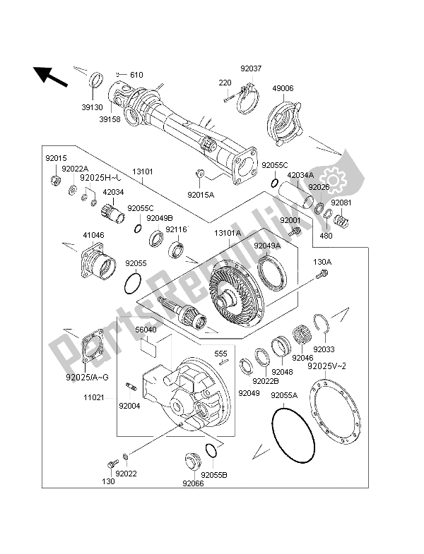 Toutes les pièces pour le Arbre D'entraînement Et Engrenage Final du Kawasaki 1000 GTR 1998