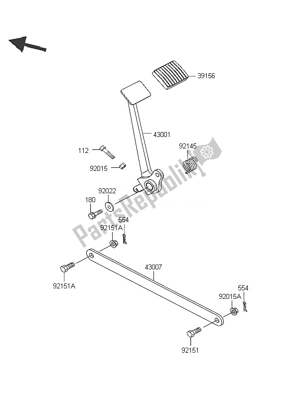 All parts for the Brake Pedal of the Kawasaki Eliminator 125 2005