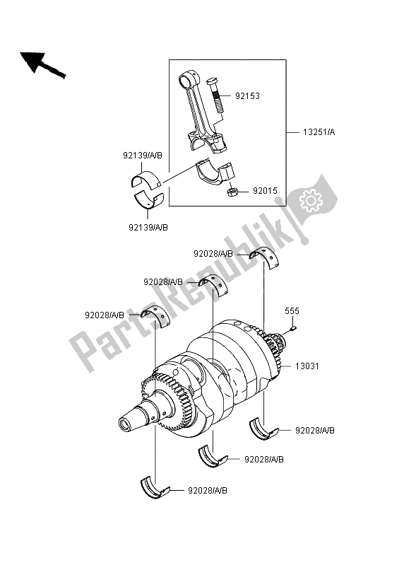 All parts for the Crankshaft of the Kawasaki ER 6N 650 2006