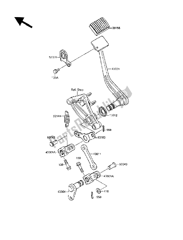 All parts for the Brake Pedal of the Kawasaki VN 15 SE 1500 1989