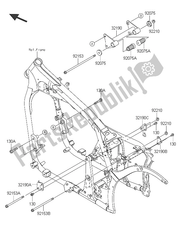 All parts for the Engine Mount of the Kawasaki Vulcan 900 Custom 2016