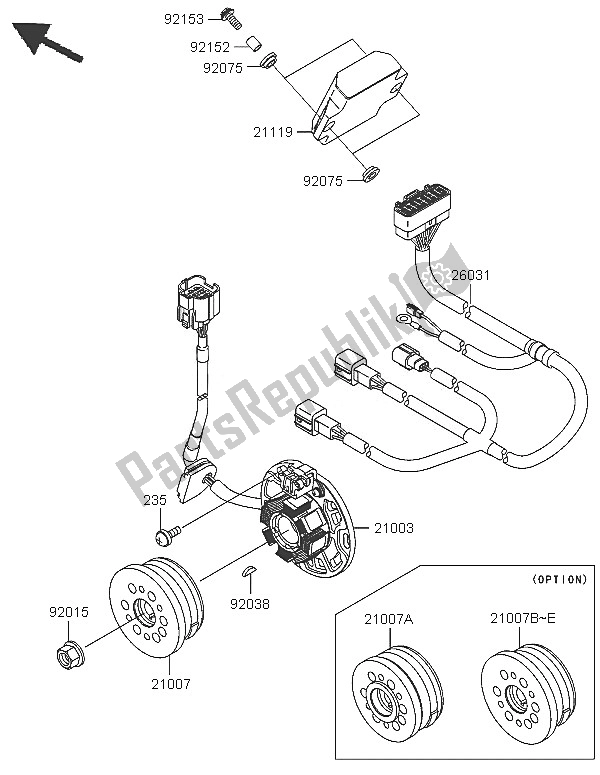 Alle onderdelen voor de Generator van de Kawasaki KX 250 2005