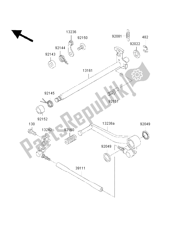 All parts for the Gear Change Mechanism of the Kawasaki Ninja ZX 6R 600 2002