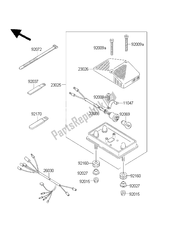 Tutte le parti per il Fanale Posteriore del Kawasaki KDX 200 2003