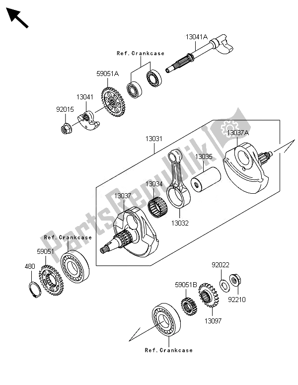 All parts for the Crankshaft of the Kawasaki KLX 450R 2014