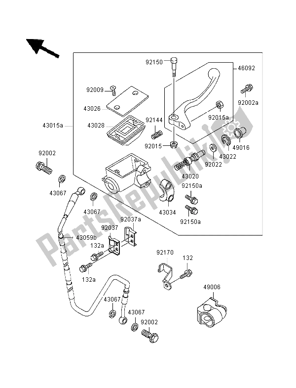 Tutte le parti per il Pompa Freno Anteriore del Kawasaki KX 500 1996