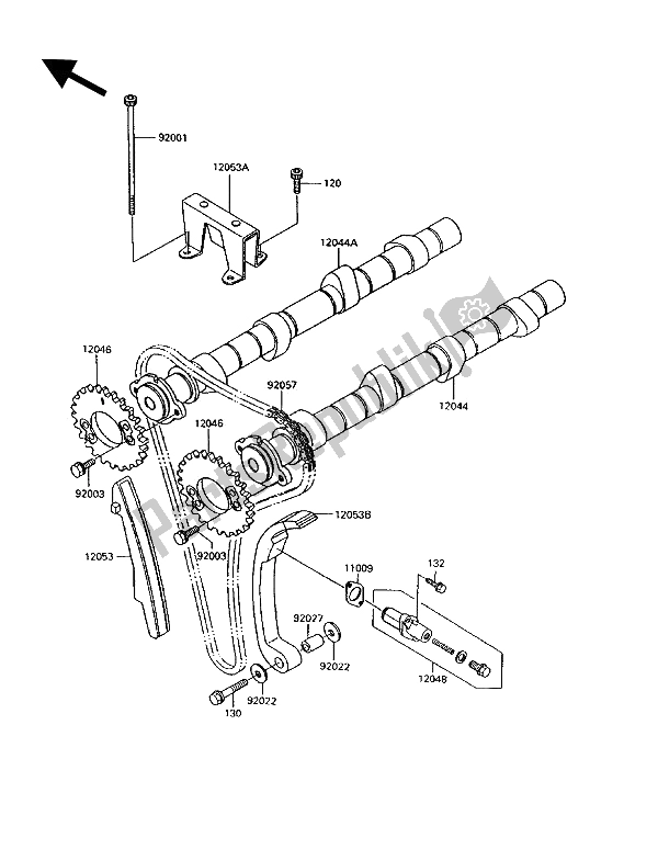 Todas las partes para árbol De Levas Y Tensor de Kawasaki 1000 GTR 1992