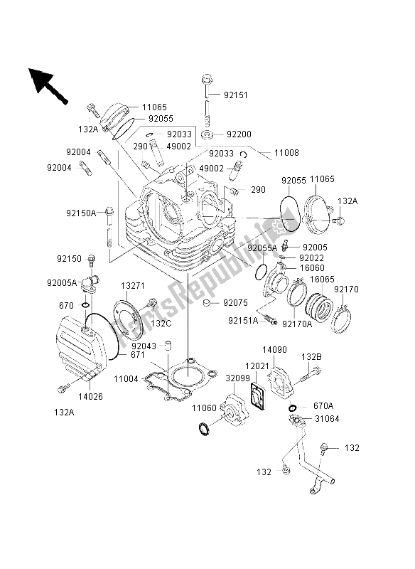 Toutes les pièces pour le Culasse du Kawasaki Eliminator 125 2000