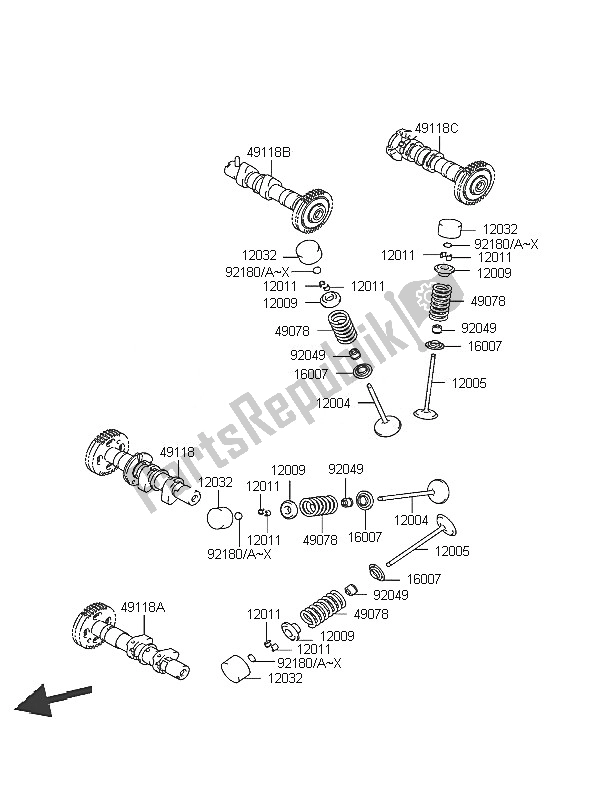 Todas las partes para Válvula Y árbol De Levas de Kawasaki KLV 1000 2005