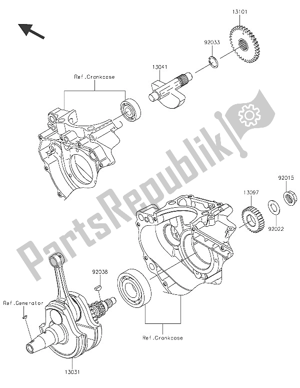 Todas as partes de Virabrequim do Kawasaki Ninja 250 SL 2016