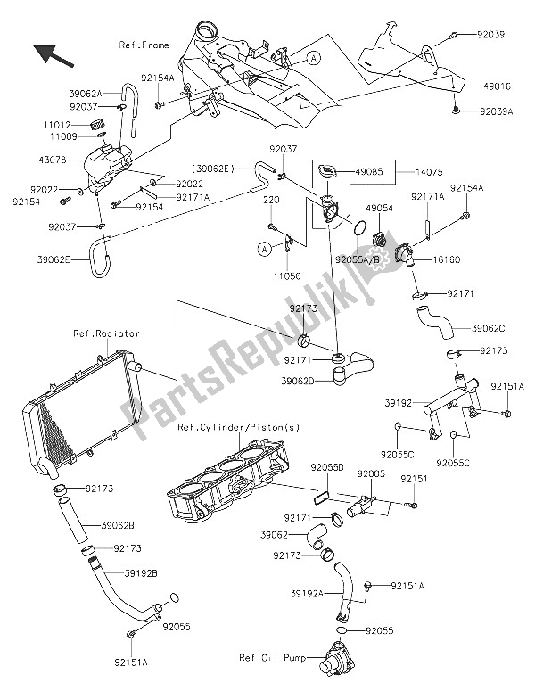 All parts for the Water Pipe of the Kawasaki Z 800 ABS 2016