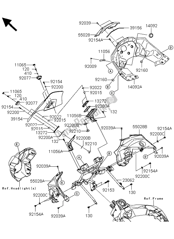 Tutte le parti per il Cowling (superiore) del Kawasaki Versys 1000 2013