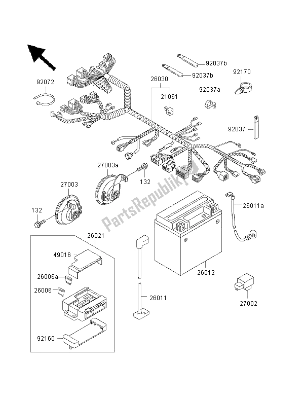 Toutes les pièces pour le Châssis équipement électrique du Kawasaki ZRX 1100 1999