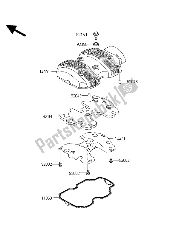 Todas las partes para Cubierta De Tapa De Cilindro de Kawasaki W 650 2004