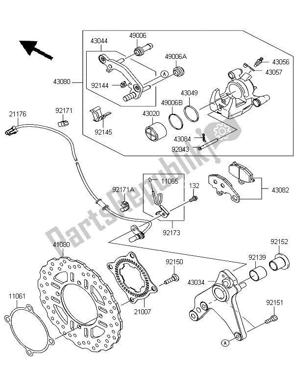 All parts for the Rear Brake of the Kawasaki Z 1000 SX ABS 2012