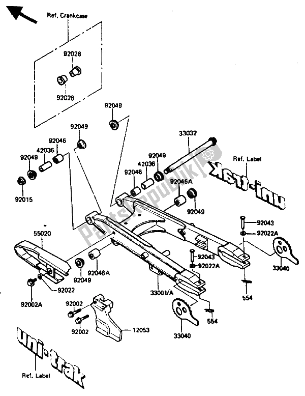 Todas las partes para Brazo Oscilante de Kawasaki KLR 250 1985