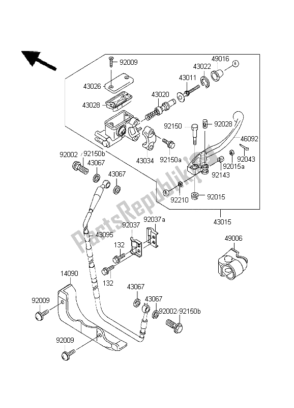 Tutte le parti per il Pompa Freno Anteriore del Kawasaki KX 250 1999