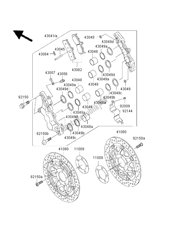 All parts for the Front Brake of the Kawasaki ZRX 1200S 2003