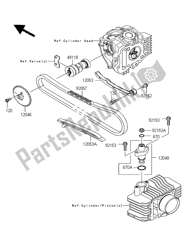 Toutes les pièces pour le Arbre à Cames Et Tendeur du Kawasaki KLX 110 2008