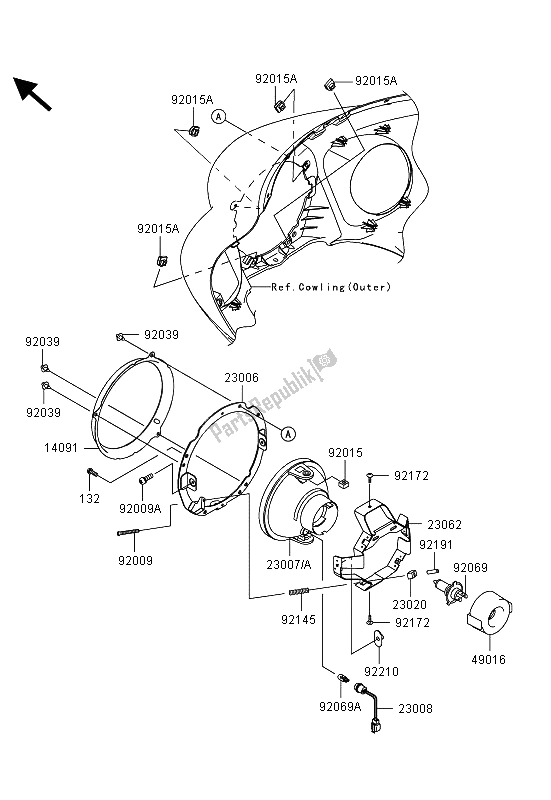 Toutes les pièces pour le Phare (s) du Kawasaki VN 1700 Voyager Custom ABS 2013