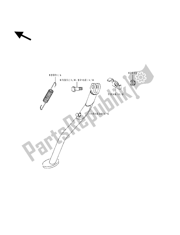 All parts for the Stand(s) of the Kawasaki KLX 250 1993