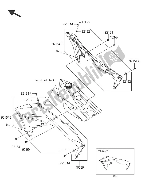 All parts for the Engine Shrouds of the Kawasaki KX 450F 2016