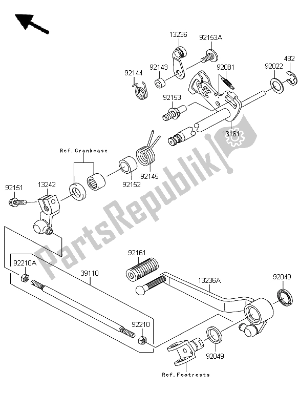 Alle onderdelen voor de Schakelmechanisme van de Kawasaki Z 750 ABS 2009