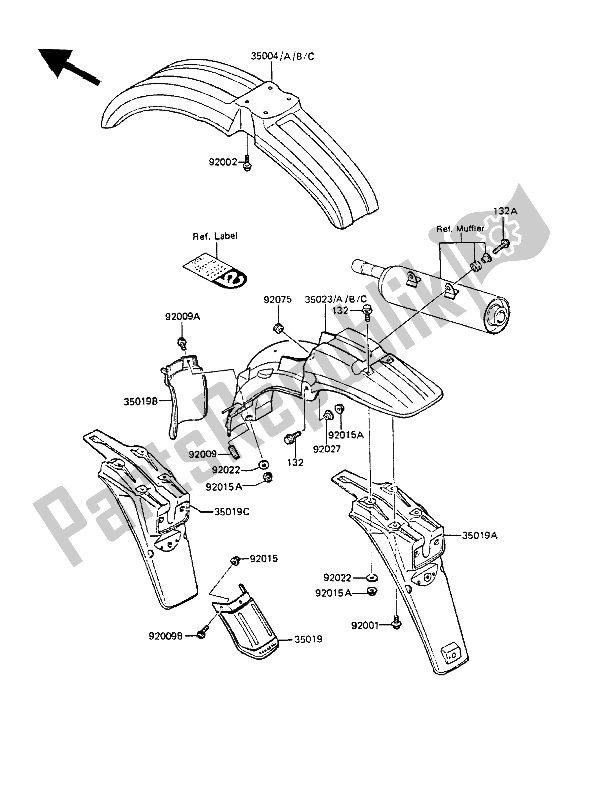 Todas las partes para Defensas de Kawasaki KMX 125 1986