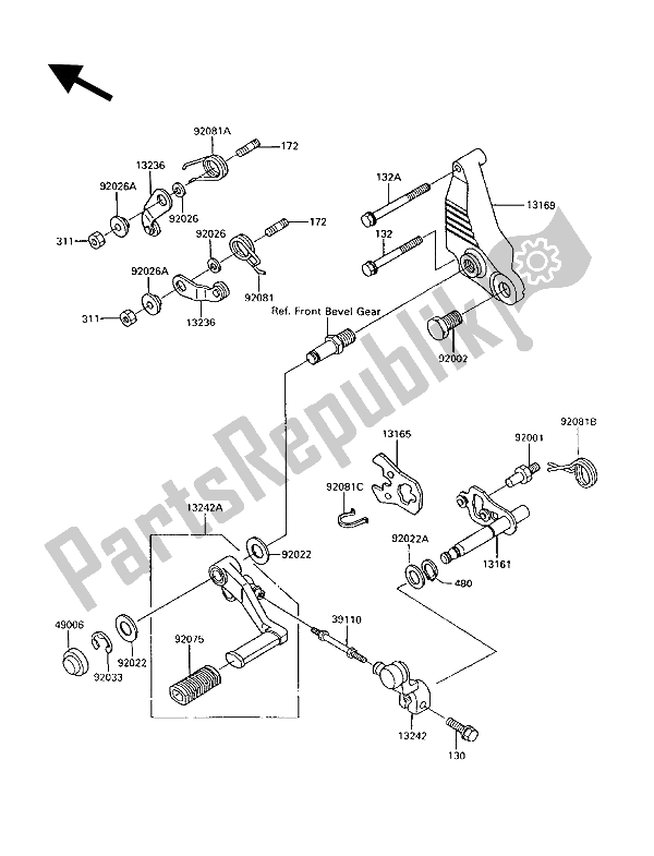 Alle onderdelen voor de Schakelmechanisme van de Kawasaki 1000 GTR 1994