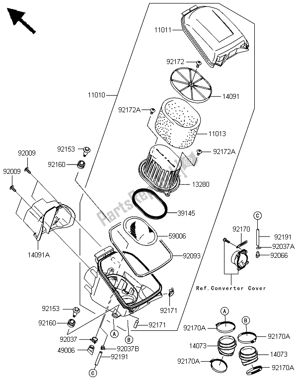 Tutte le parti per il Filtro Dell'aria del Kawasaki Brute Force 650 4X4I 2014