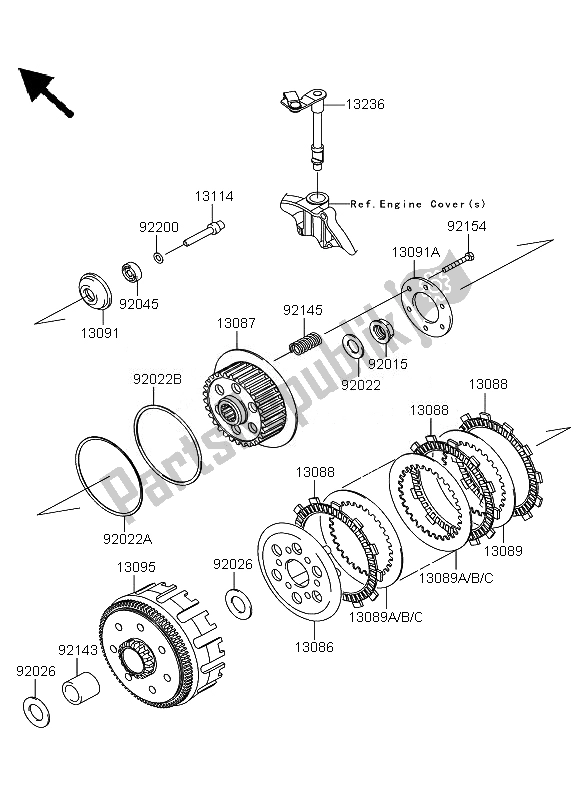 All parts for the Clutch of the Kawasaki KLX 250 2010