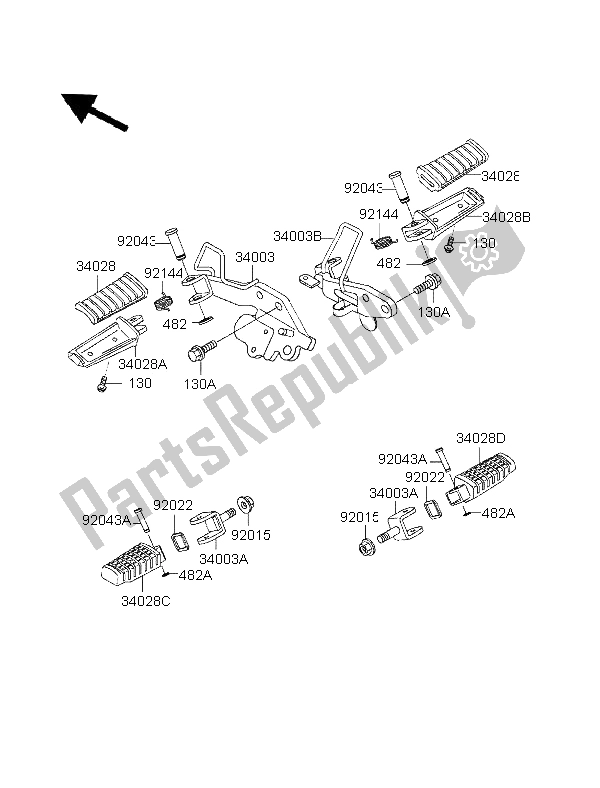 Tutte le parti per il Poggiapiedi del Kawasaki EL 250 1996