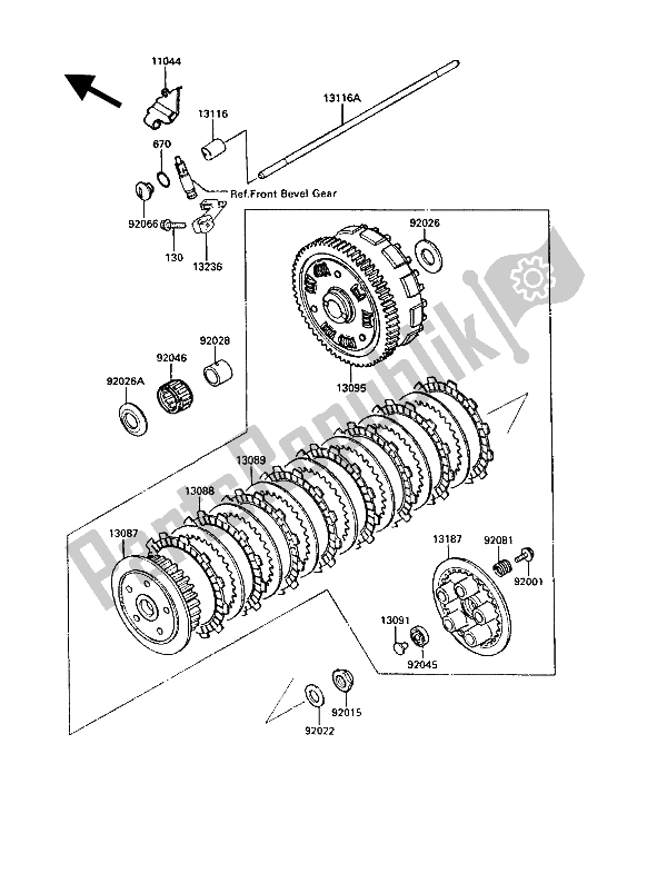 Tutte le parti per il Frizione del Kawasaki VN 750 Twin 1989 Tutte le parti per il Frizione del Kawasaki VN 750 Twin 1989
