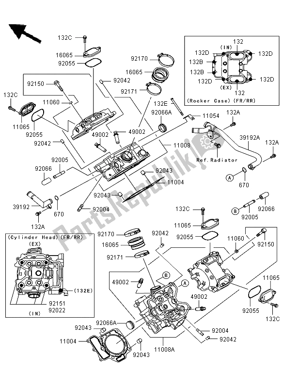 All parts for the Cylinder Head of the Kawasaki KVF 750 4X4 2008