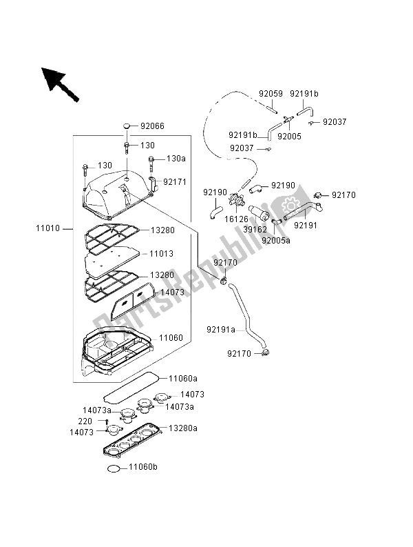 Toutes les pièces pour le Purificateur D'air du Kawasaki Ninja ZX 6R 600 2000