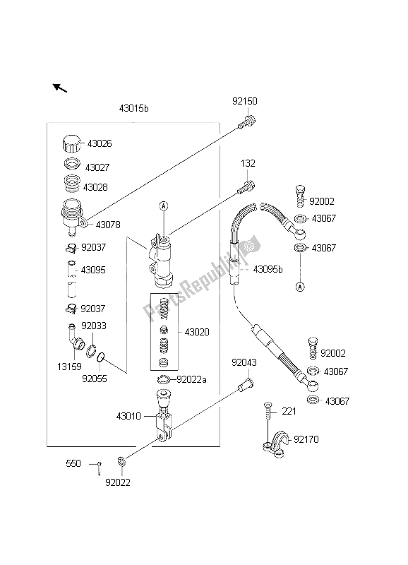 Todas las partes para Cilindro Maestro Trasero de Kawasaki KX 65 2002