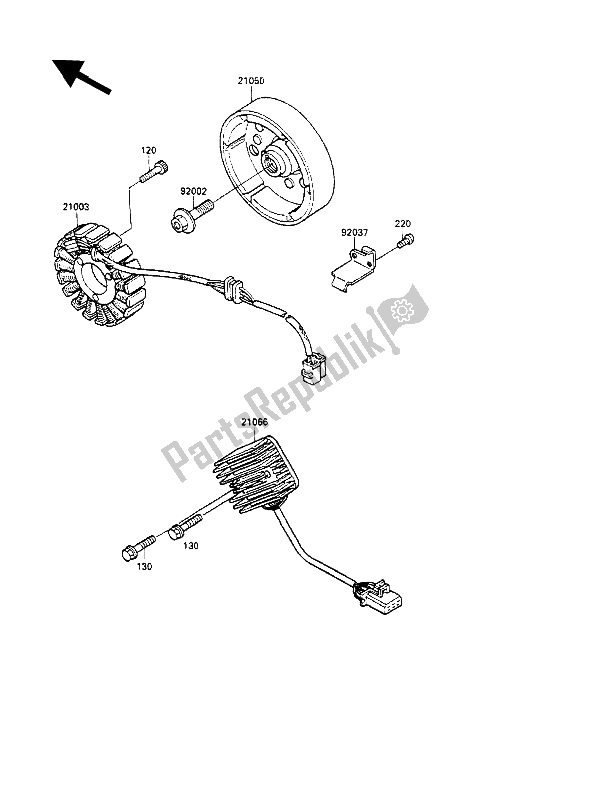 Tutte le parti per il Generatore del Kawasaki GPZ 500S 1988