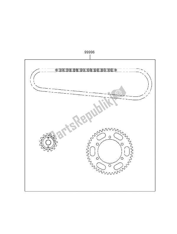 All parts for the Chain Kit of the Kawasaki GPZ 500S 2000