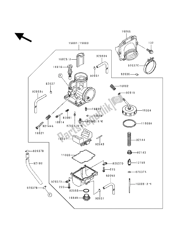 All parts for the Carburetor of the Kawasaki KX 125 1994