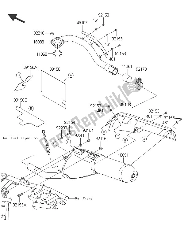 All parts for the Muffler(s) of the Kawasaki KLX 250 2016