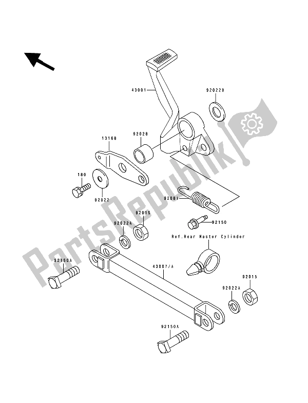 Tutte le parti per il Pedale Del Freno del Kawasaki Zephyr 550 1991