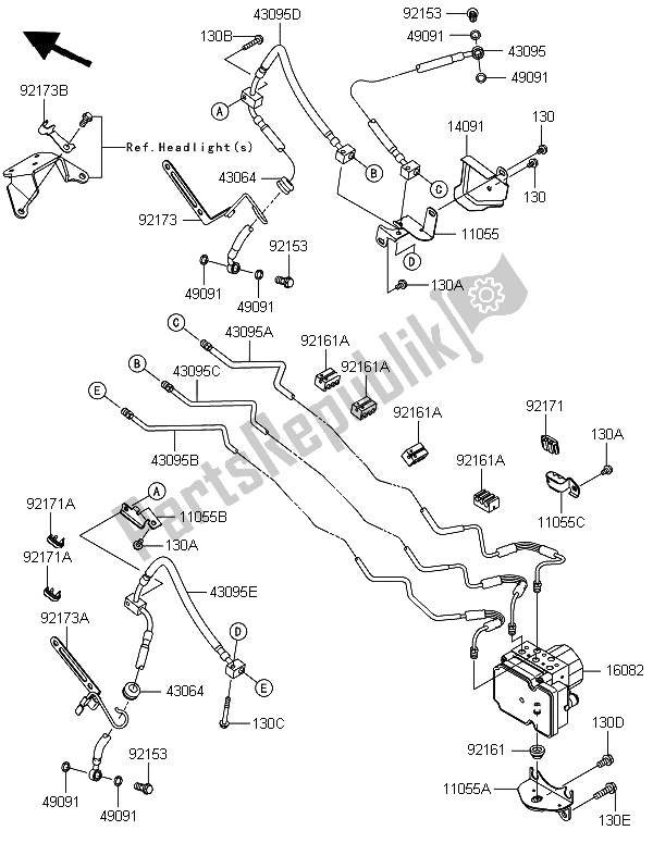 All parts for the Brake Piping of the Kawasaki VN 1700 Classic ABS 2014