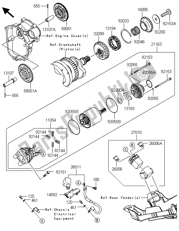 Toutes les pièces pour le Démarreur du Kawasaki Ninja ZX 6R ABS 600 2013